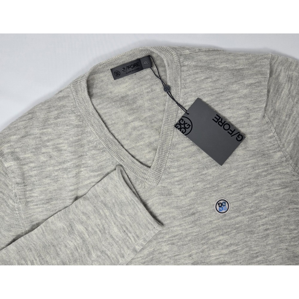 G/Fore V-Neck Pullover Sweater Mens XL in Stone Beige‎ Melange 100% Cashmere